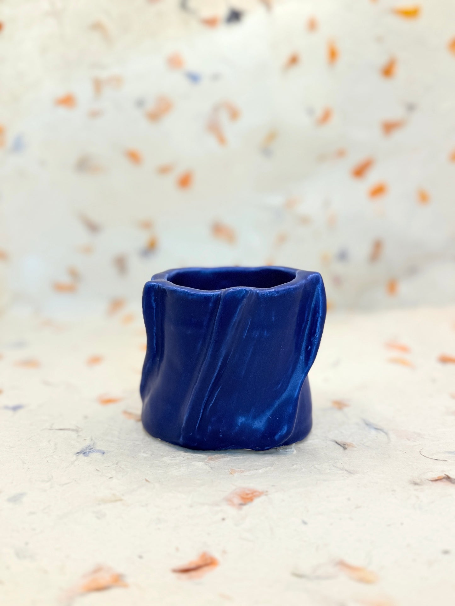 Indigo Blue Ceramic Vessel – Handmade Pottery Cup