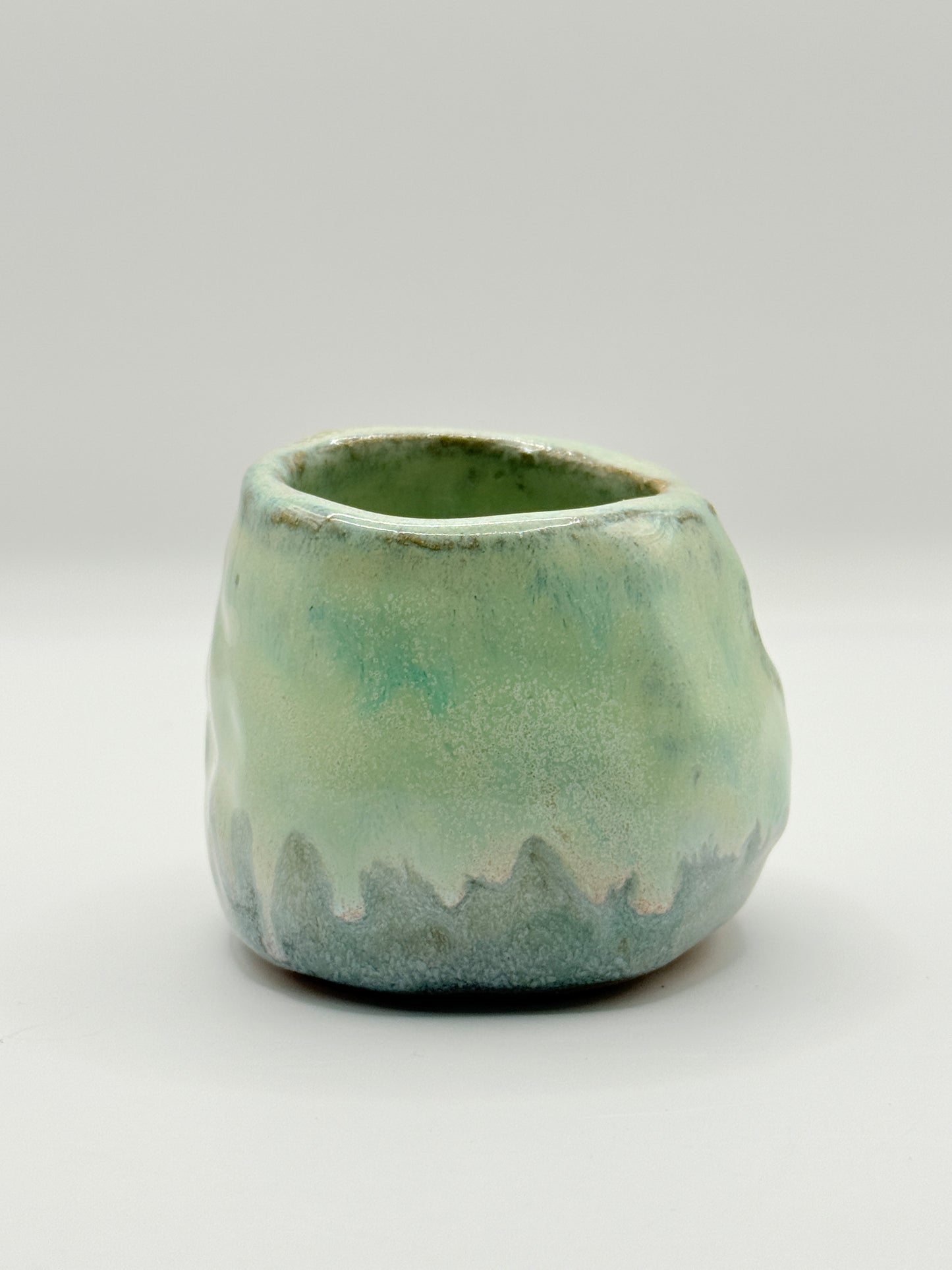 Winter Green Small Ceramic Vessel – Handmade Pottery by Bunzy