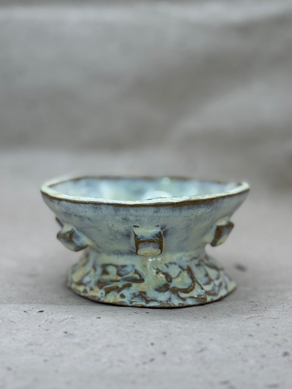 Handmade Yellow Ceramic Textured Bowl with Nubs