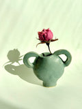 Handbuilt mini stoneware vase with double handles by Bunzy