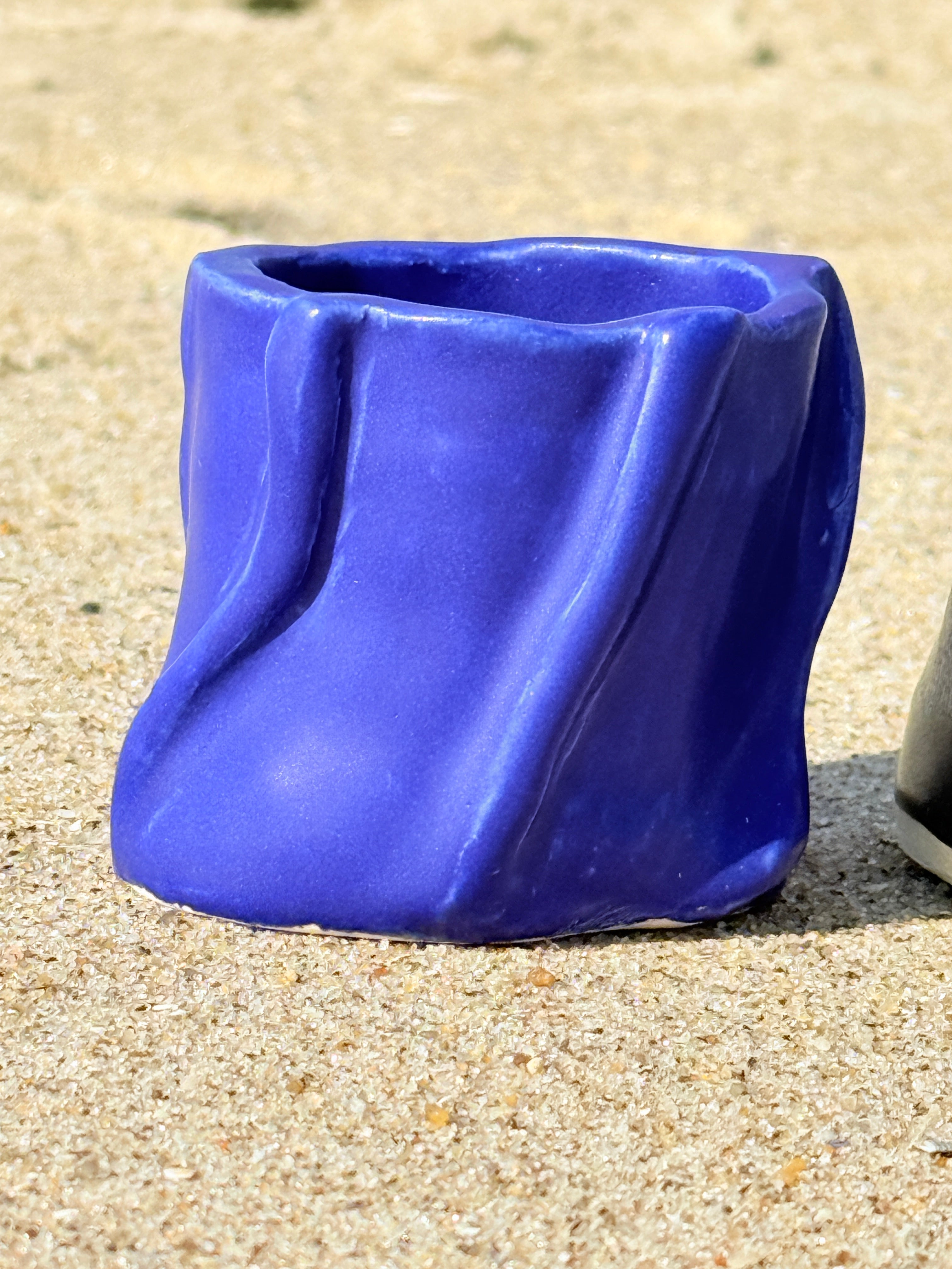 Indigo Blue Ceramic Vessel – Handmade Pottery Cup