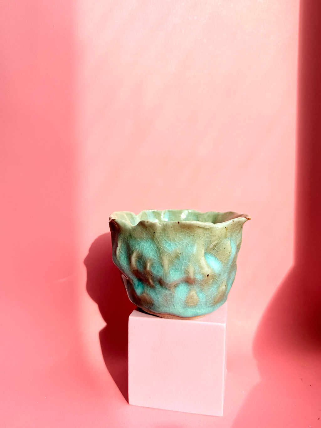 Small celadon green handmade stoneware bowl