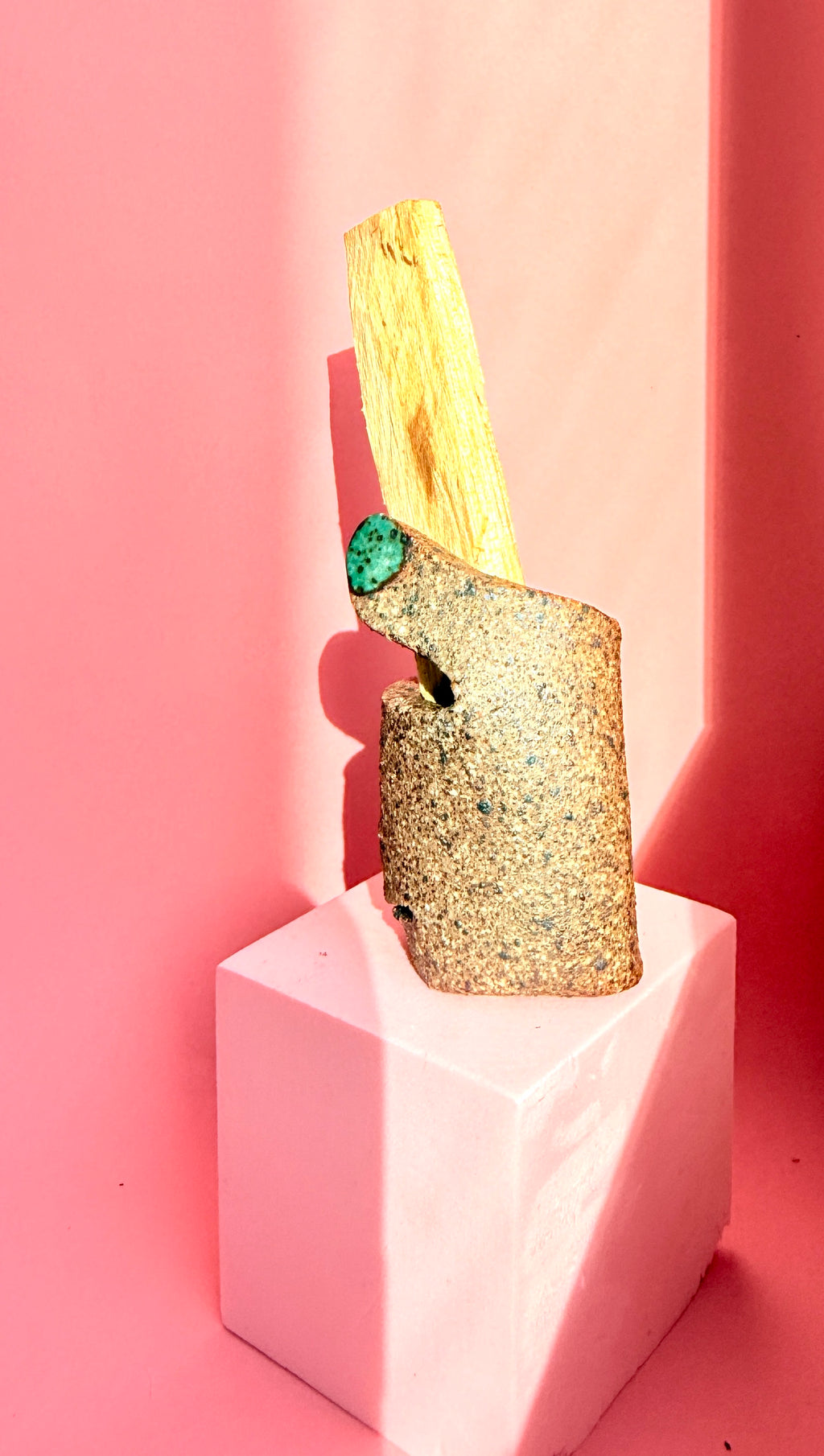 Bunzy handmade ceramic Palo Santo hand holder made from speckled stoneware.
