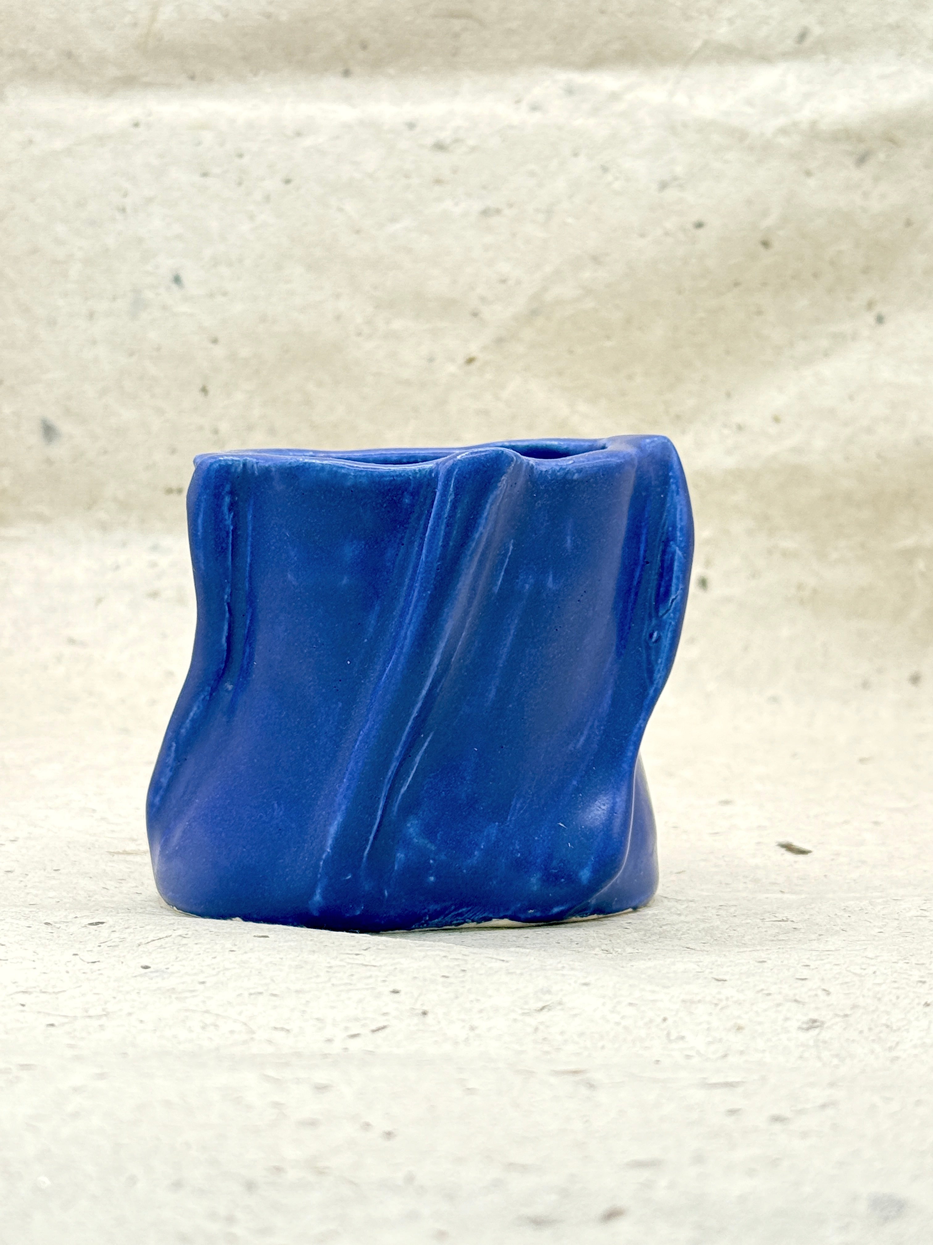 Indigo Blue Ceramic Vessel – Handmade Pottery Cup