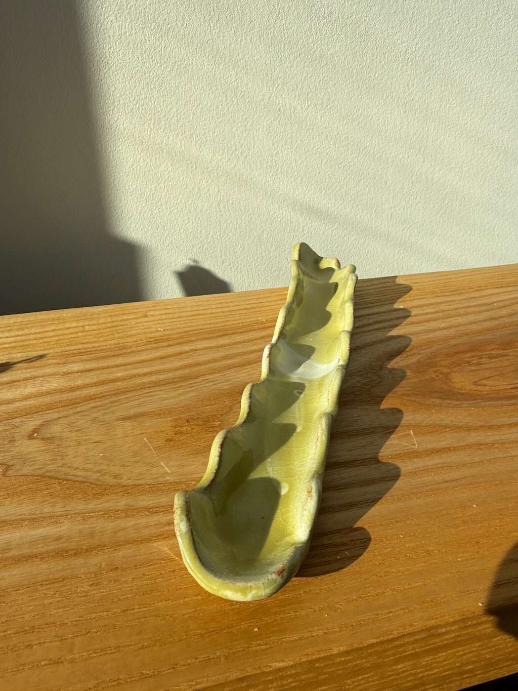 Chartreuse Wavy Ceramic Tray — Handbuilt Stoneware