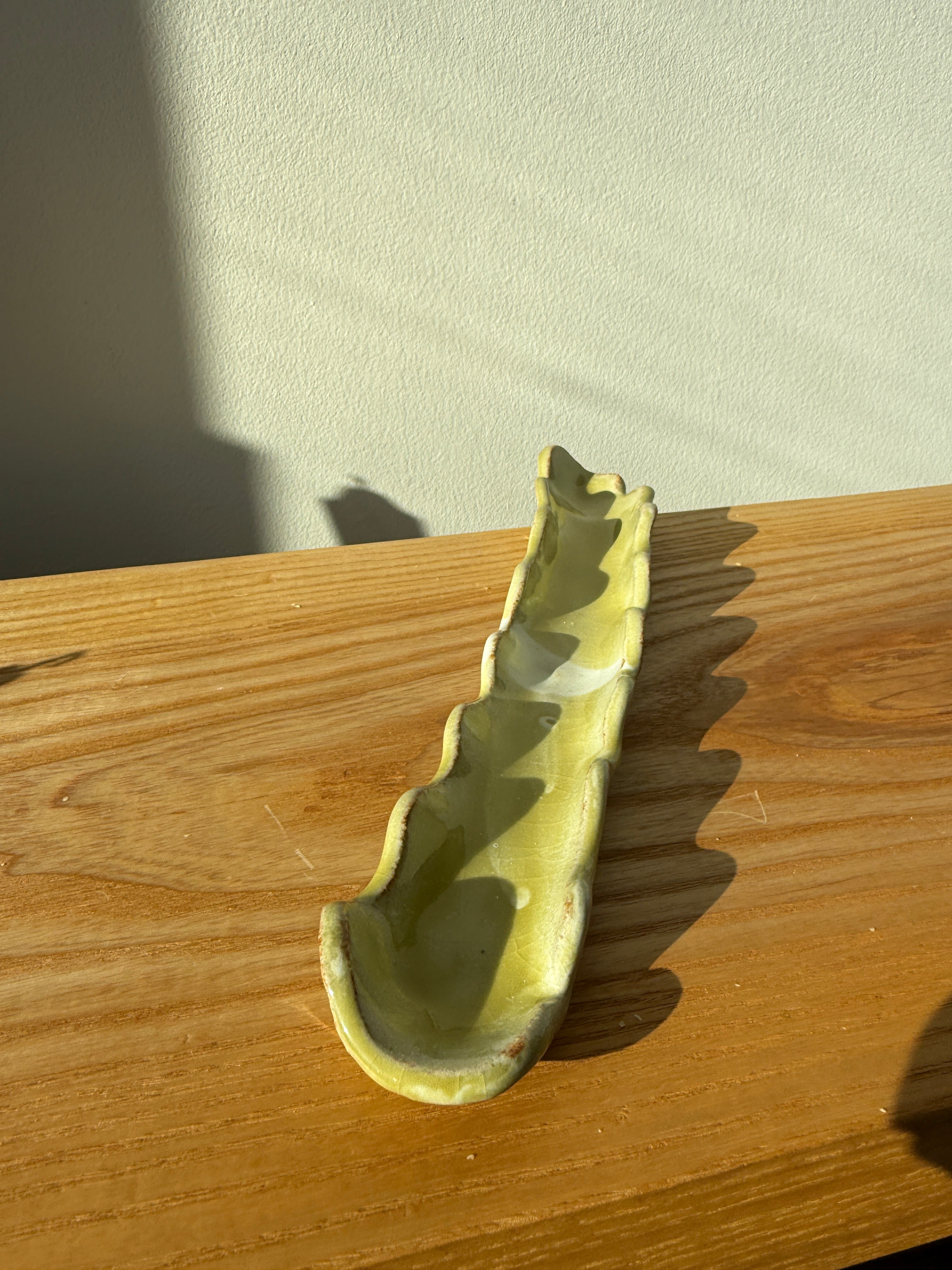 Chartreuse Wavy Ceramic Tray — Handbuilt Stoneware