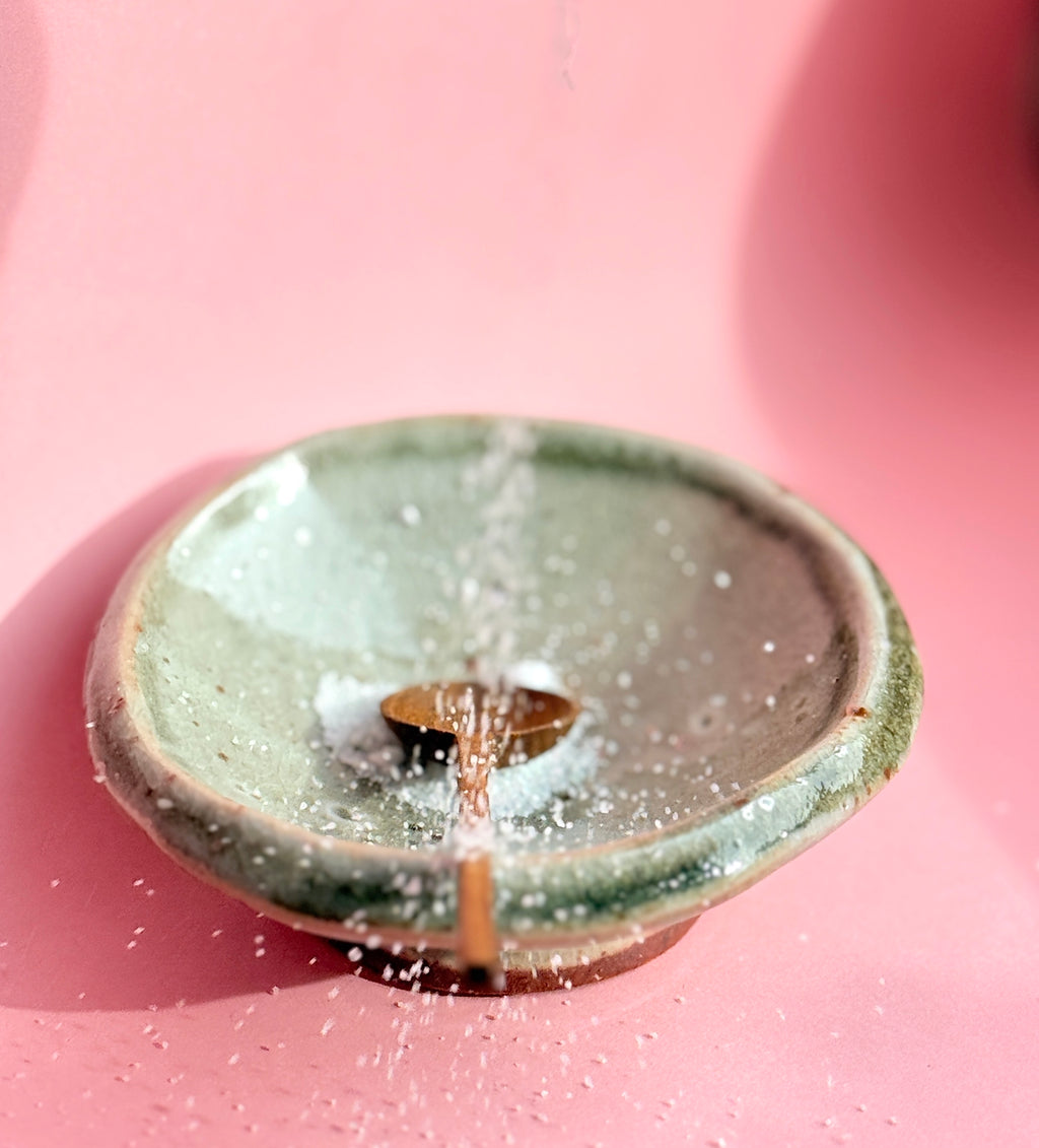Ceramic handbuilt ceramic salt bowl with wooden spoon made by Bunzy