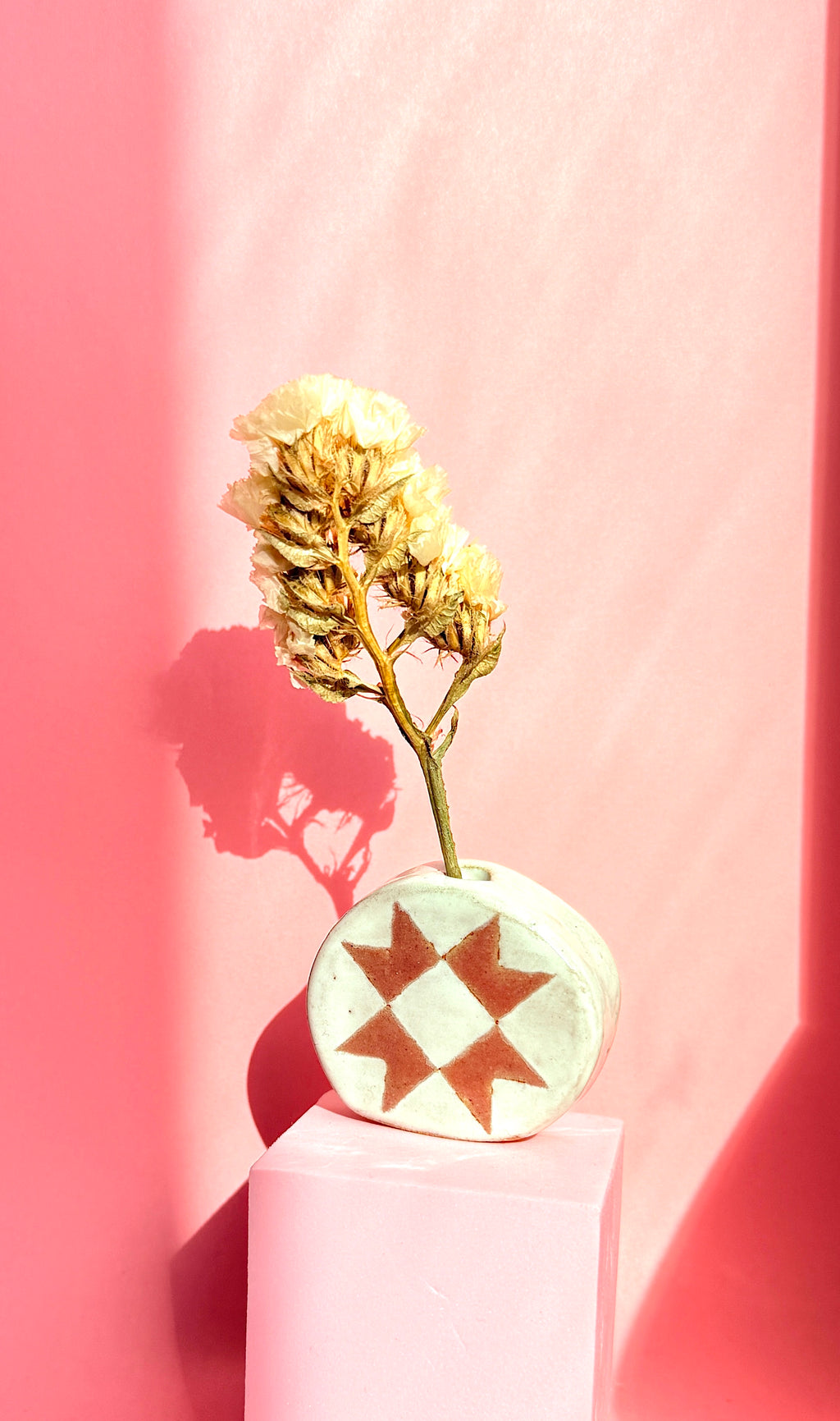 Bunzy handmade ceramic vase inspired by traditional quilt design