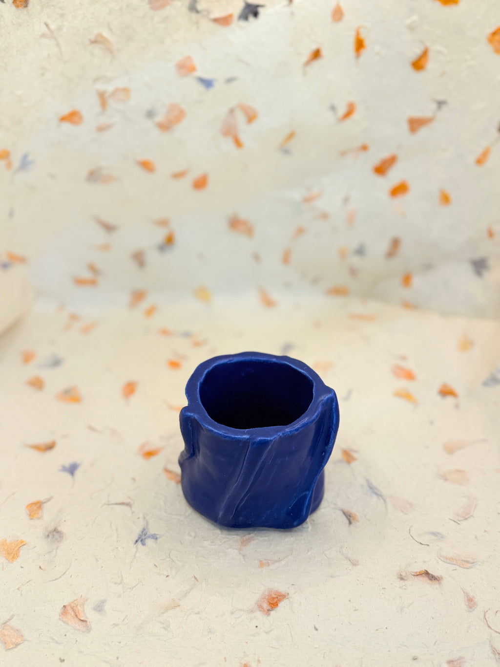 Indigo Blue Ceramic Vessel – Handmade Pottery Cup