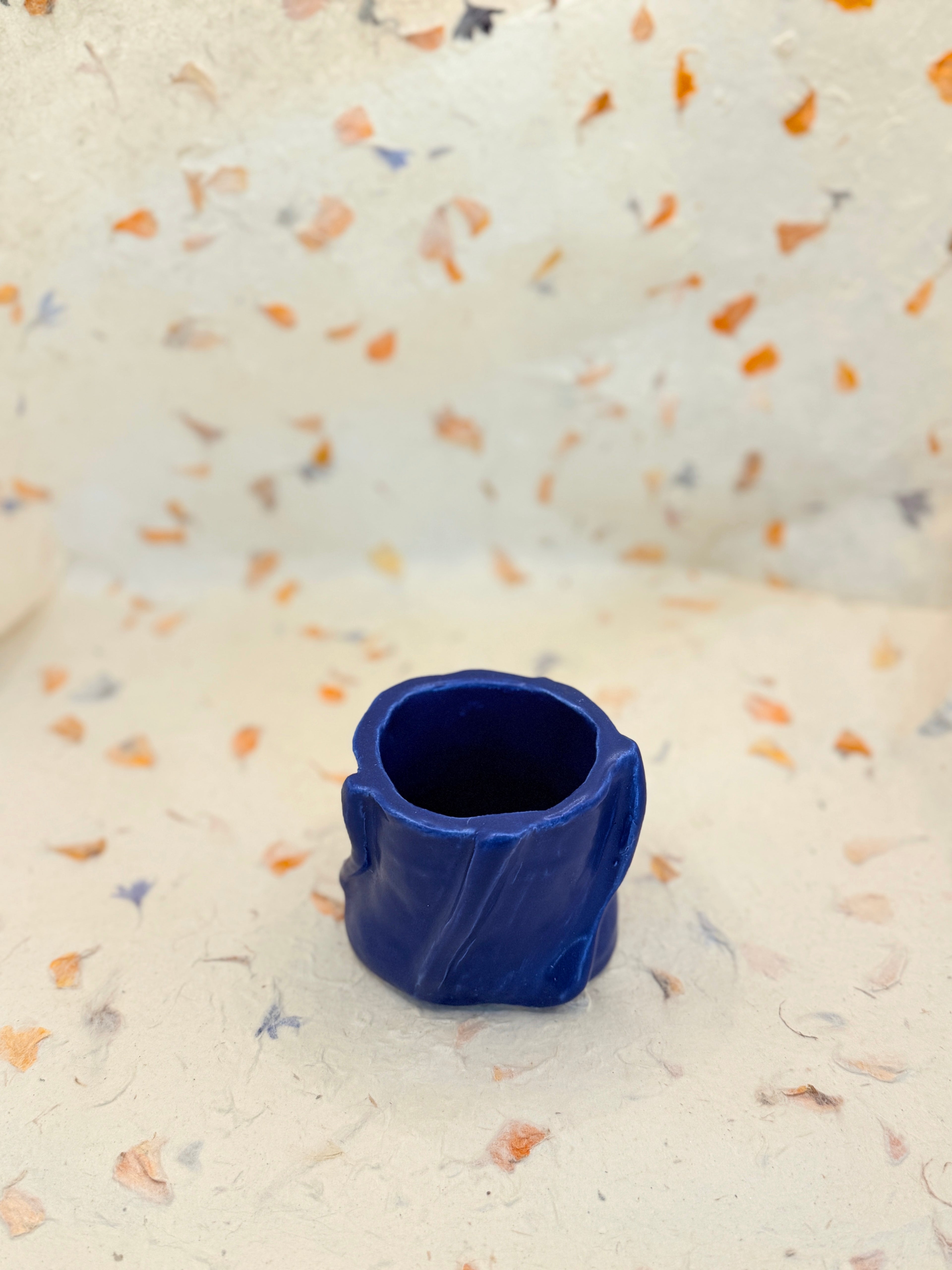 Indigo Blue Ceramic Vessel – Handmade Pottery Cup