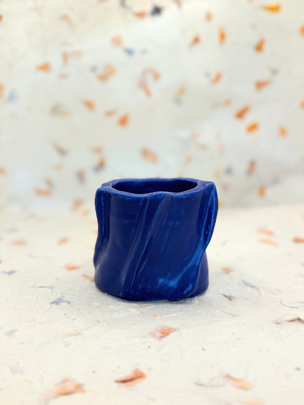 Indigo Blue Ceramic Vessel – Handmade Pottery Cup