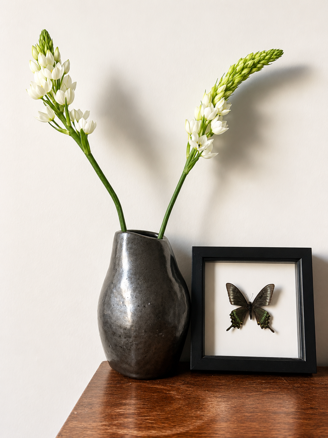 Graphite Metallic Ceramic Vase — Large Handbuilt Stoneware Statement Piece
