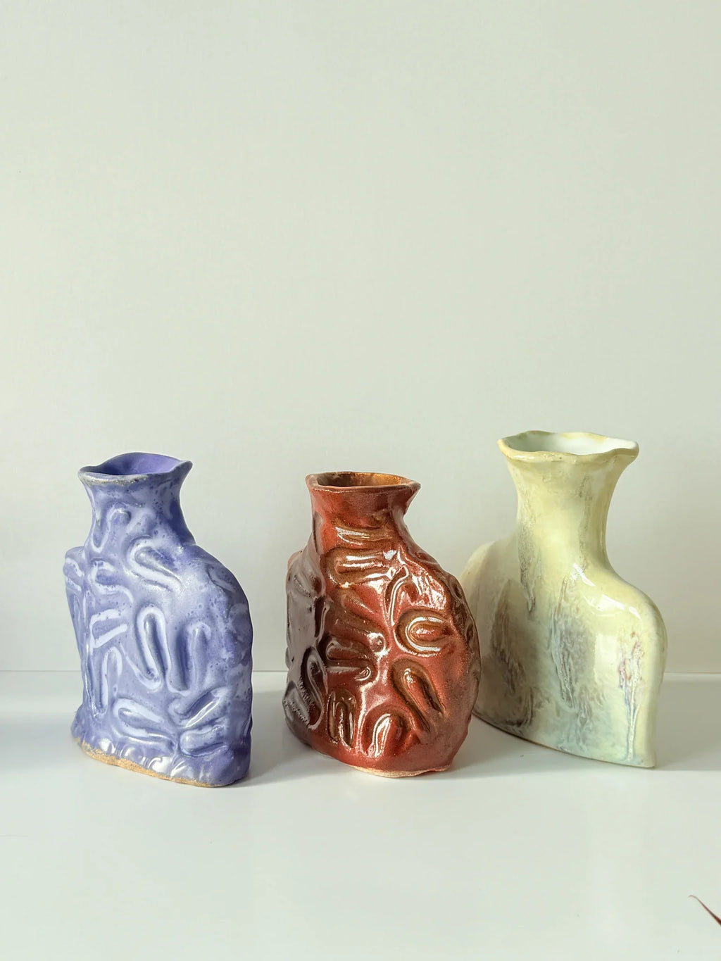 Stamped Texture Bud Vase – Handmade Ceramic Vase (Periwinkle, Rust, or Butter)