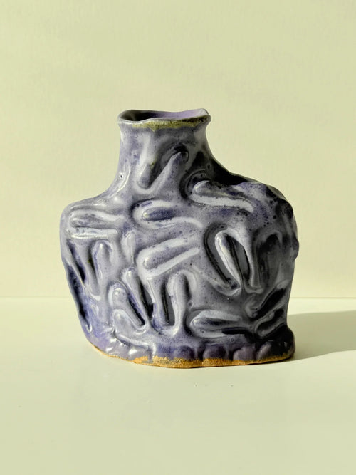 Stamped Texture Bud Vase – Handmade Ceramic Vase (Periwinkle, Rust, or Butter)