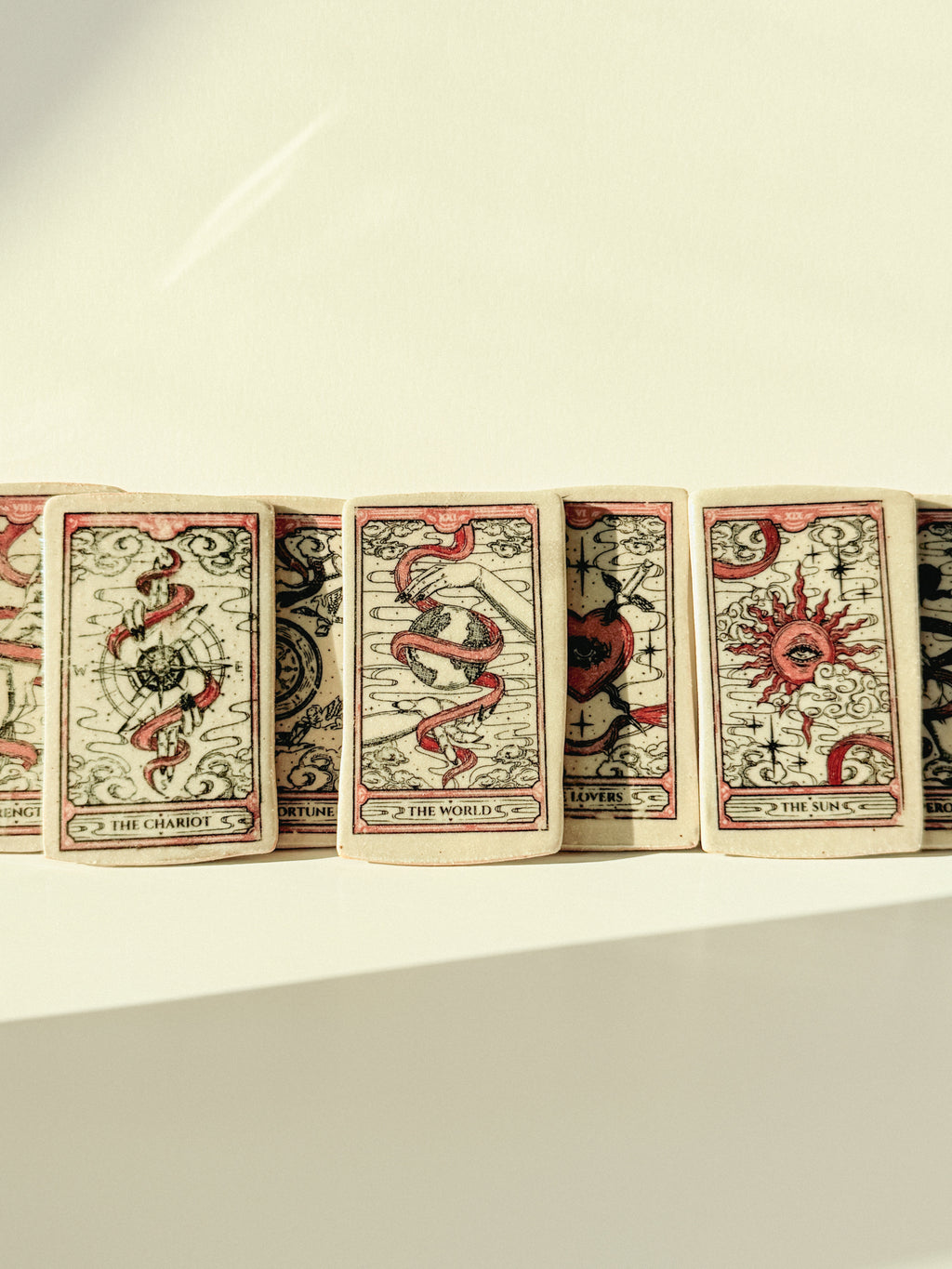 Ceramic Tarot Cards on white background