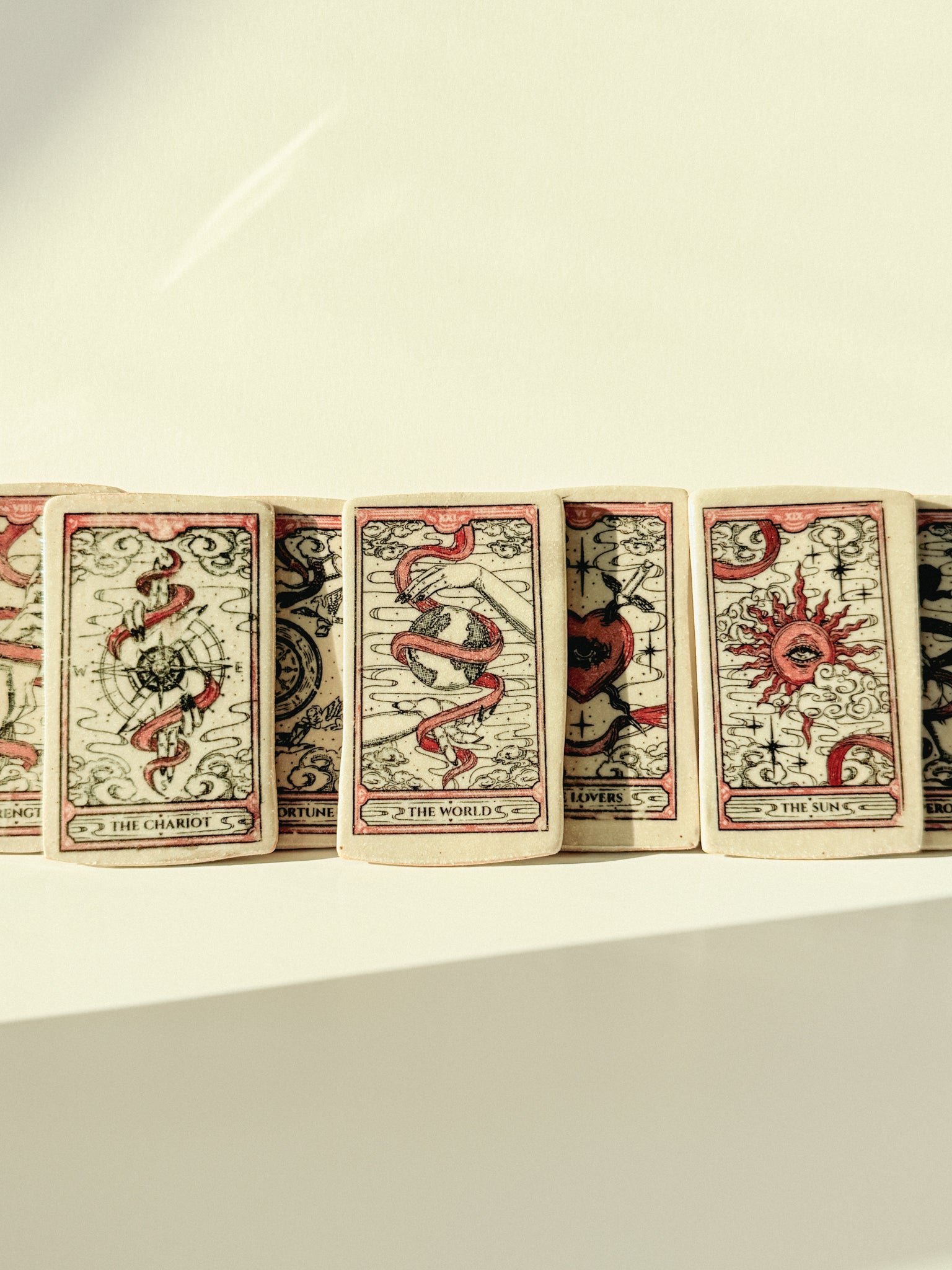 Ceramic Tarot Cards on white background