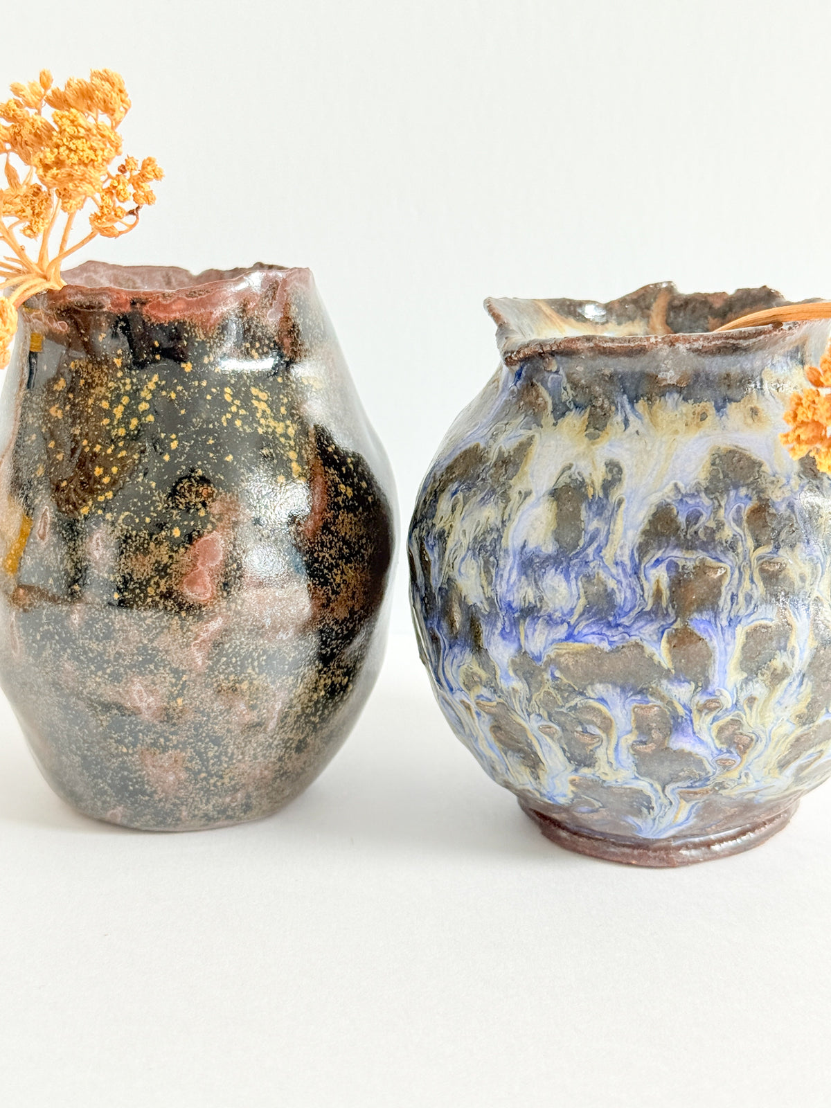 Handbuilt Stoneware Bud Vase in Purple or Brown Lava Glaze