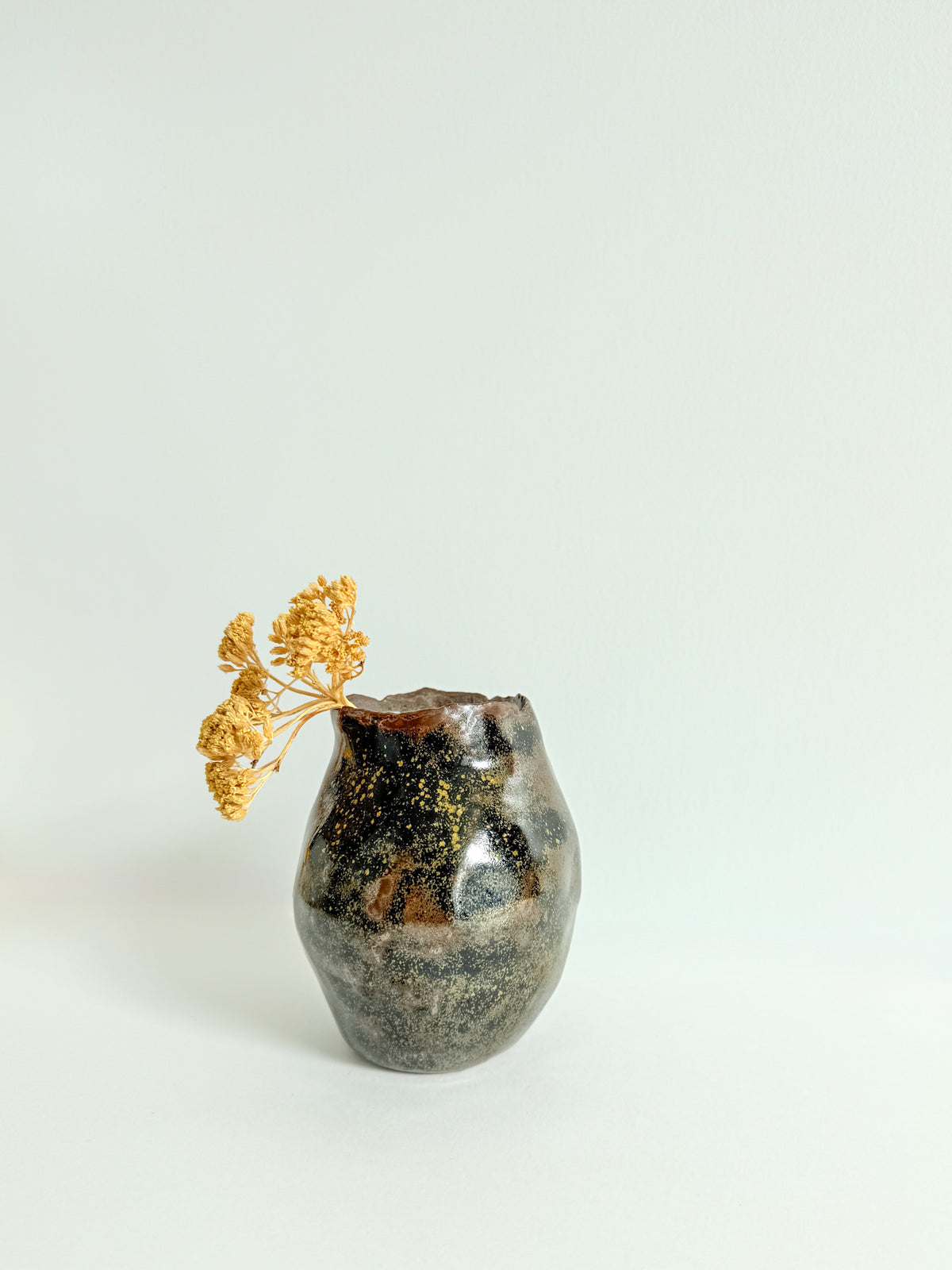 Handbuilt Stoneware Bud Vase in Purple or Brown Lava Glaze