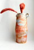 Handmade neutral ceramic vase with loop handles, stoneware pottery made in NYC by Bunzy