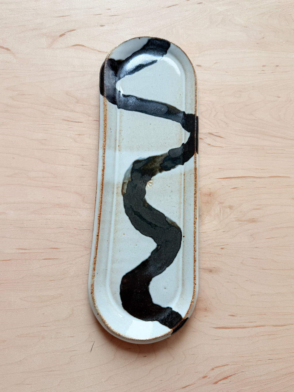 Black Wave Tray | Ceramic Ring Dish & Catchall Tray
