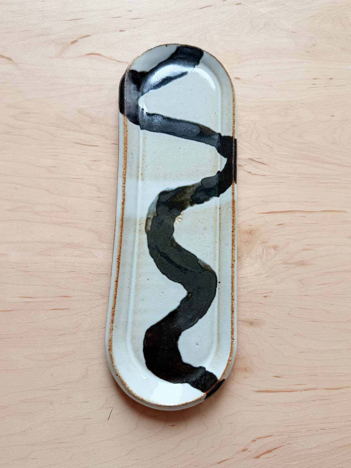 Black Wave Tray | Ceramic Ring Dish & Catchall Tray
