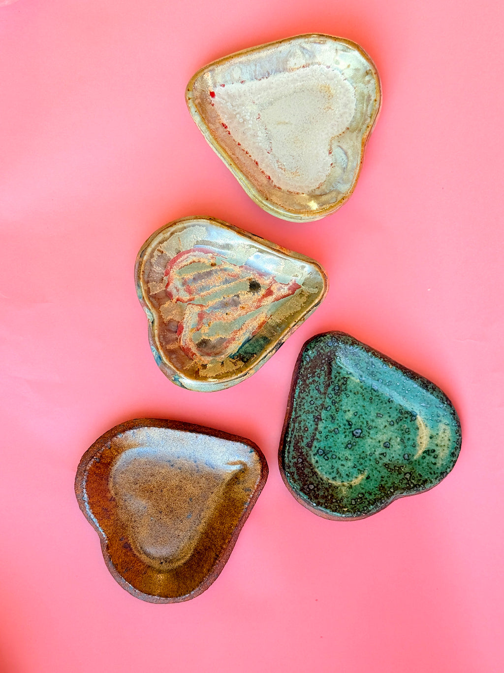 One-of-a-kind glazed ceramic heart dish