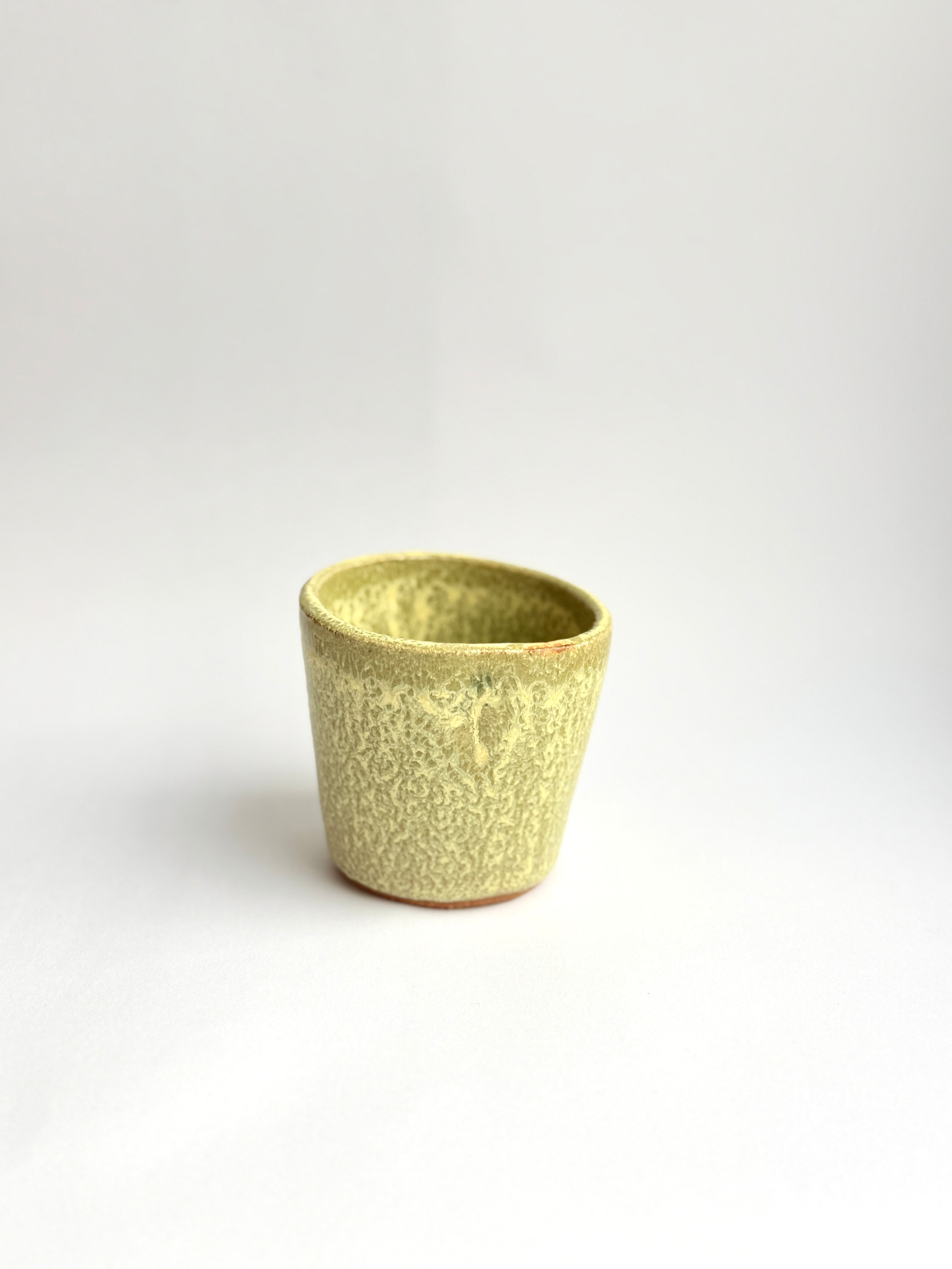 Handmade Ceramic Cup – Small Green Stoneware Drinking Cup or Mini Plant Holder