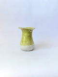 Chartreuse & White Ceramic Bud Vase — Handbuilt Stoneware with Flared Rim