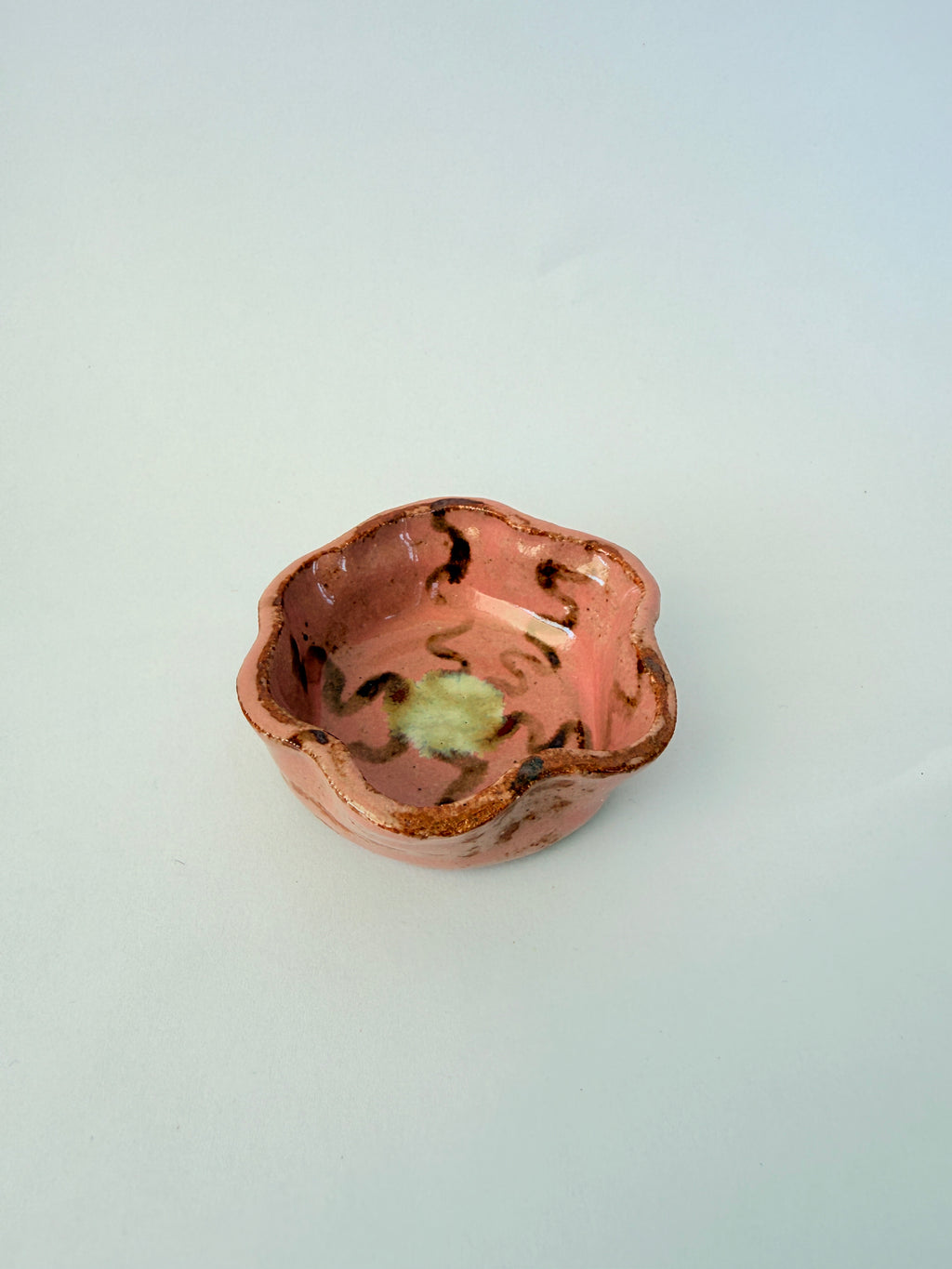 Pink Petal Ceramic Trinket Dish — Handbuilt Stoneware, Swirl or Floral Pattern