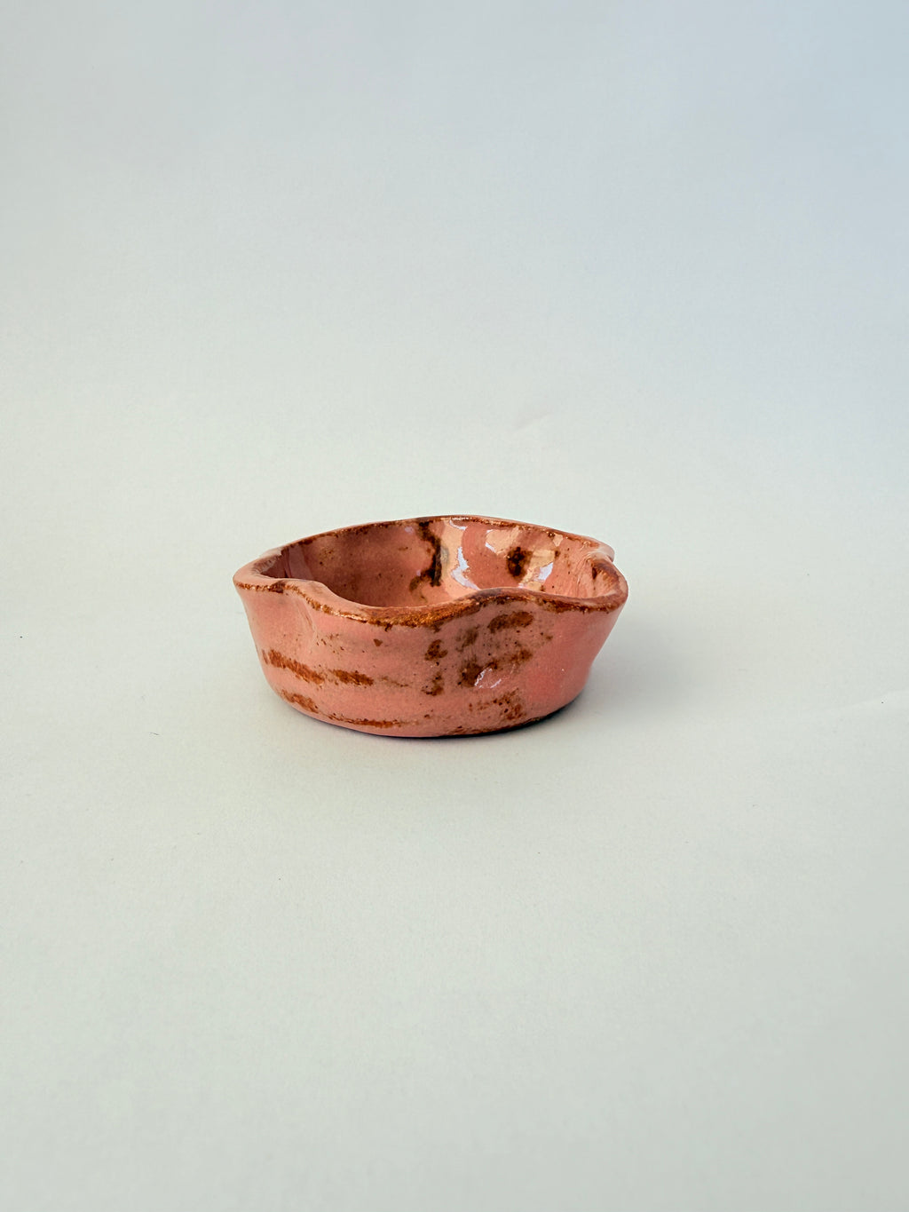 Pink Petal Ceramic Trinket Dish — Handbuilt Stoneware, Swirl or Floral Pattern