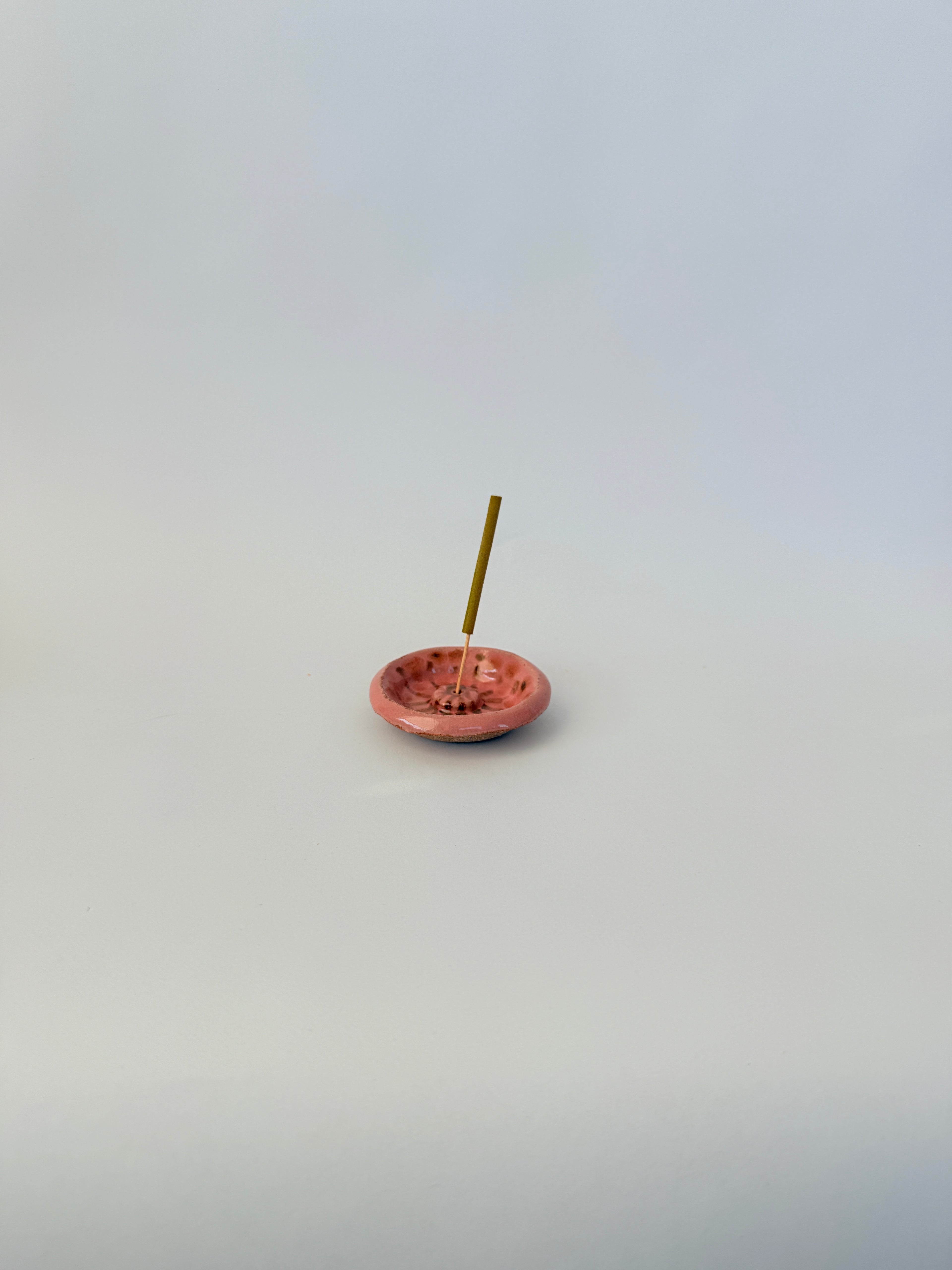 Pink Ceramic Mini Dish — Handbuilt Stoneware, Incense Holder or Swirl Trinket