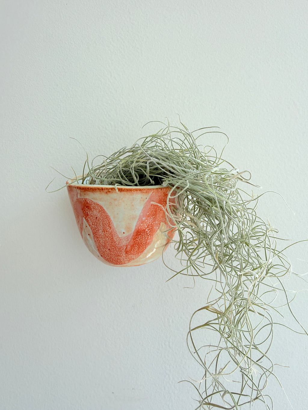 White & Pink / Green & Pink Ceramic Wall Planter — Handbuilt Stoneware