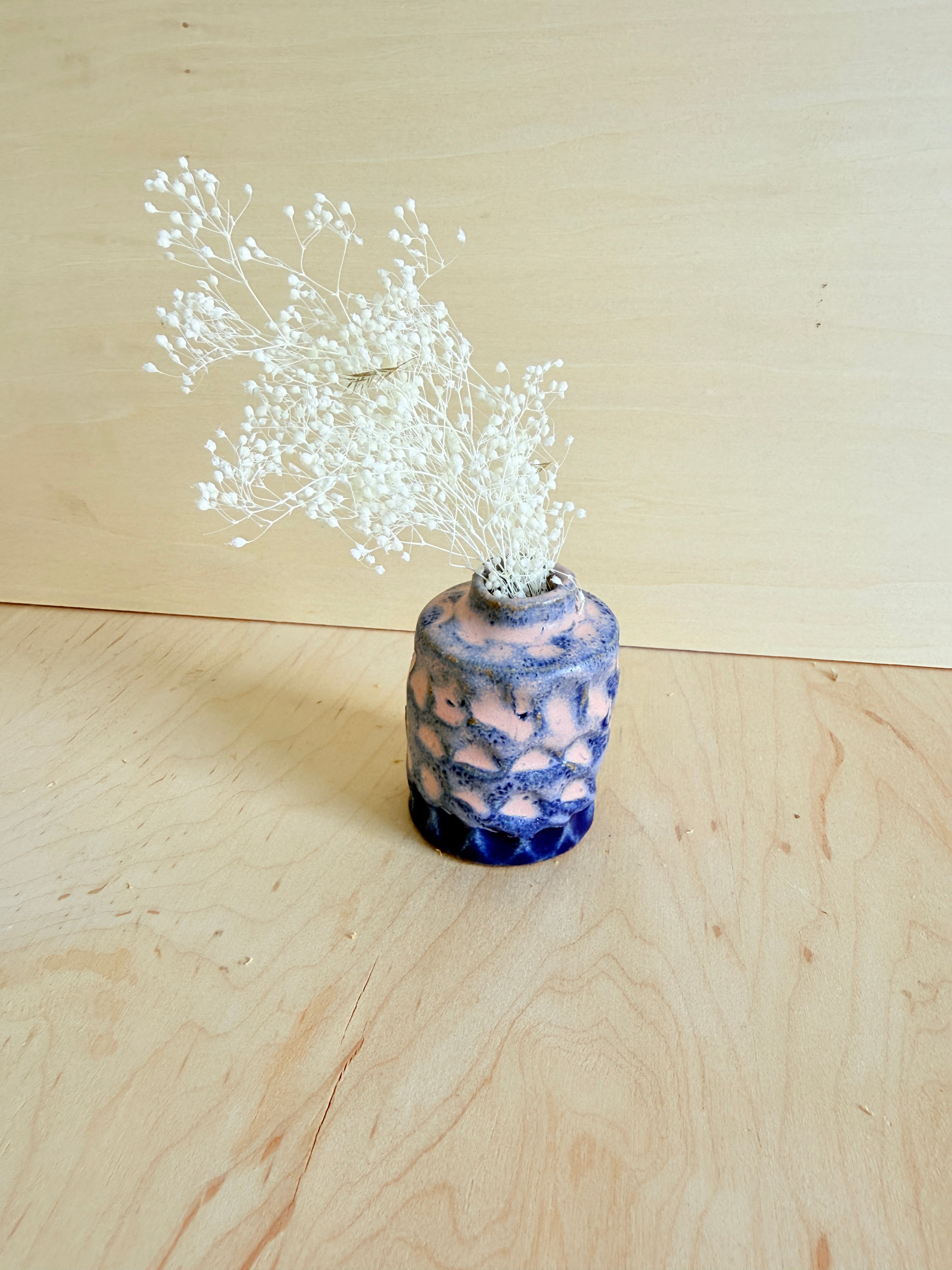 Pink & Blue Ceramic Potion Vessel — Handbuilt Stoneware, Two Sizes