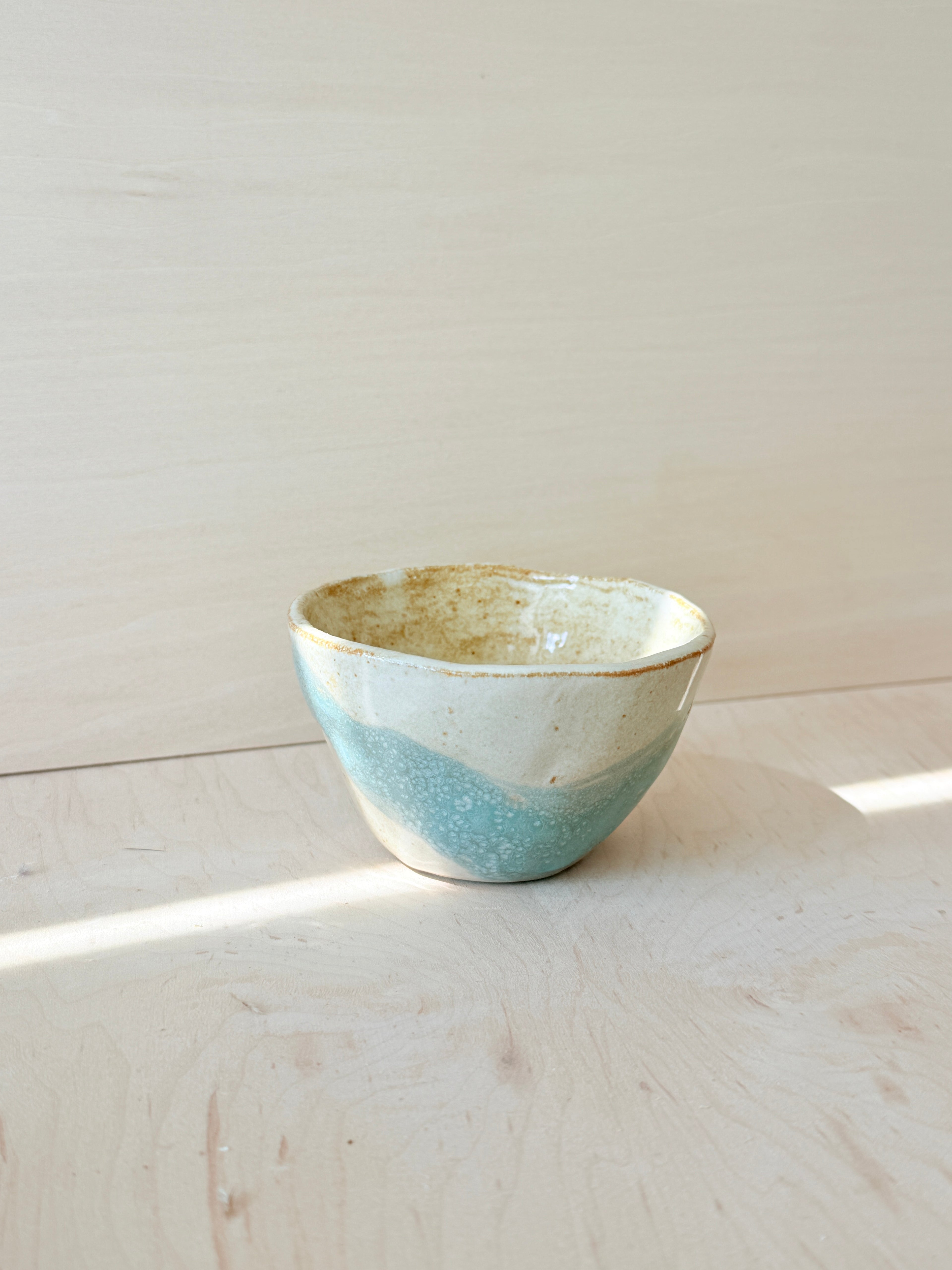 Blue & White Ceramic Latte Cup — Handbuilt Stoneware, Two Sizes
