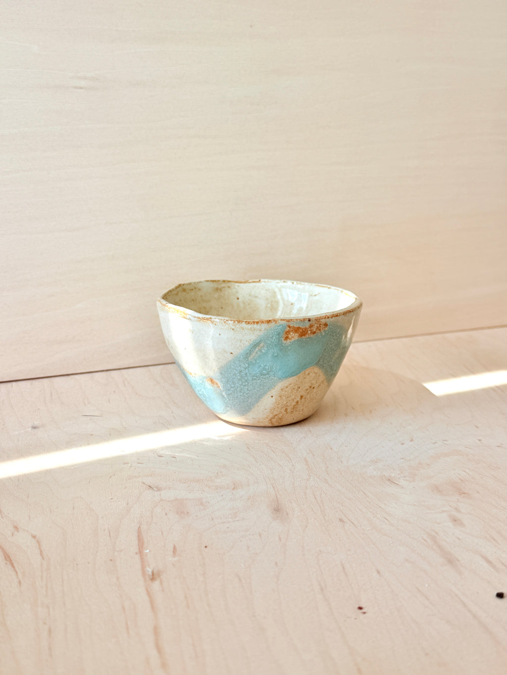 Blue & White Ceramic Latte Cup — Handbuilt Stoneware, Two Sizes