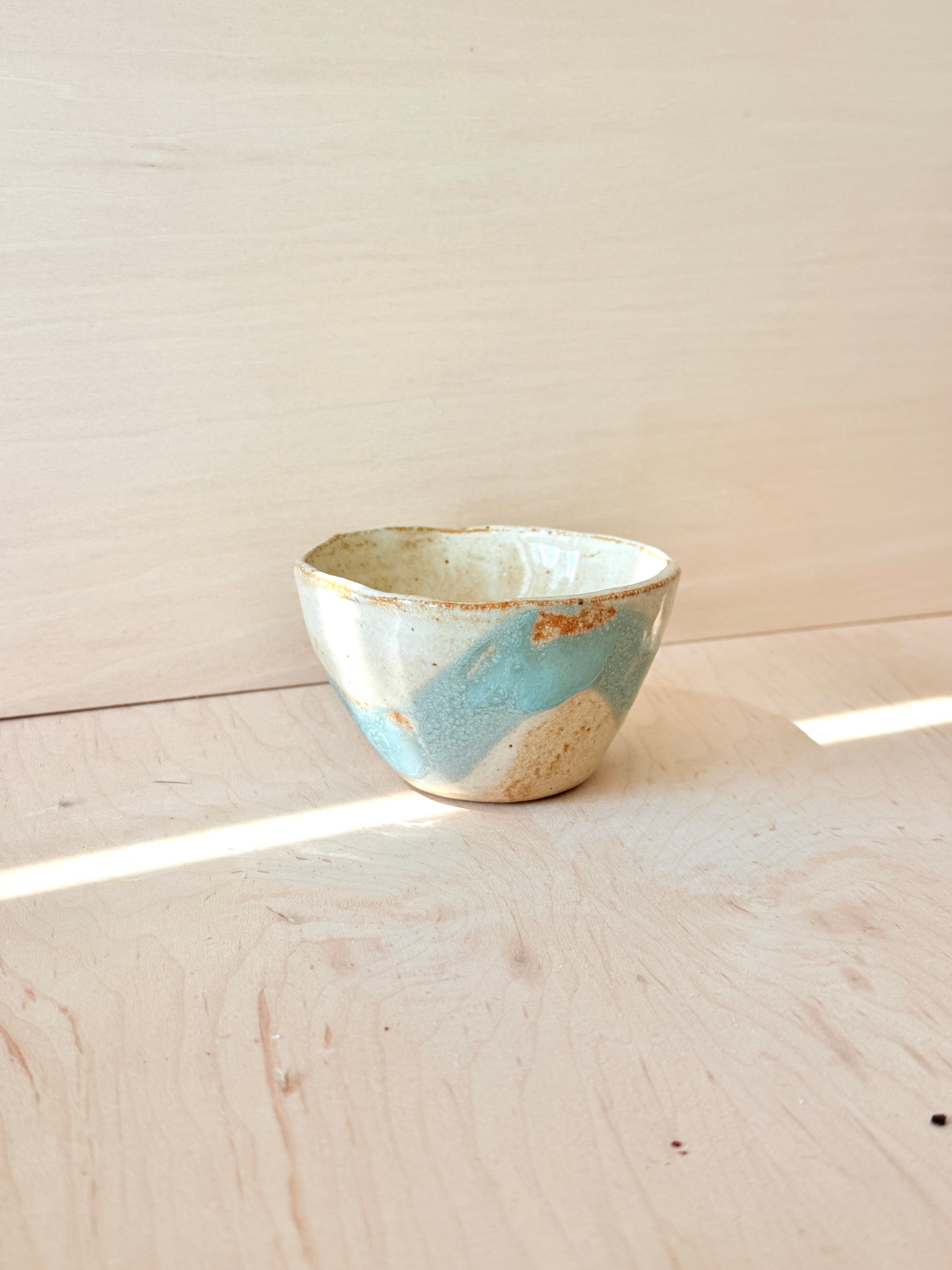 Blue & White Ceramic Latte Cup — Handbuilt Stoneware, Two Sizes