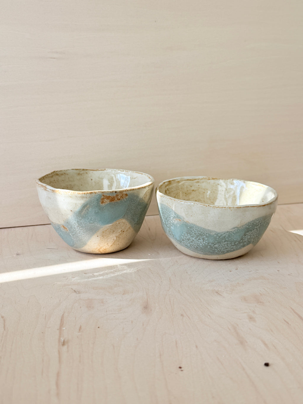 Blue & White Ceramic Latte Cup — Handbuilt Stoneware, Two Sizes