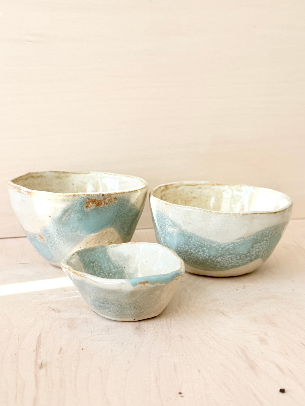 Blue & White Ceramic Latte Cup — Handbuilt Stoneware, Two Sizes