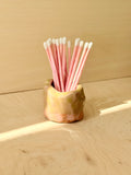 Pink & Green Ceramic Match Holder — Handbuilt Stoneware, Comes with Matches