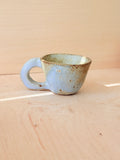 Lavender & White Ceramic Cup — Handbuilt Stoneware with Loop Handle