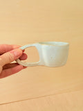 White Ceramic Espresso Cup — Handbuilt Stoneware with Long Loop Handle, 5.5 oz