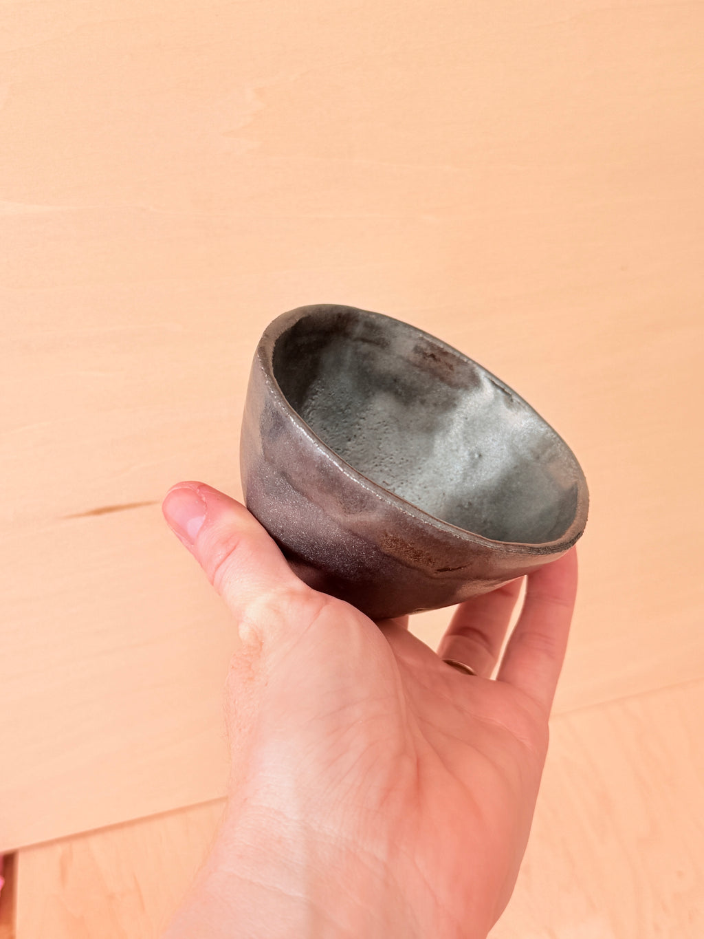 Metallic Black Ceramic Latte Cup — Handbuilt Stoneware, Two Sizes