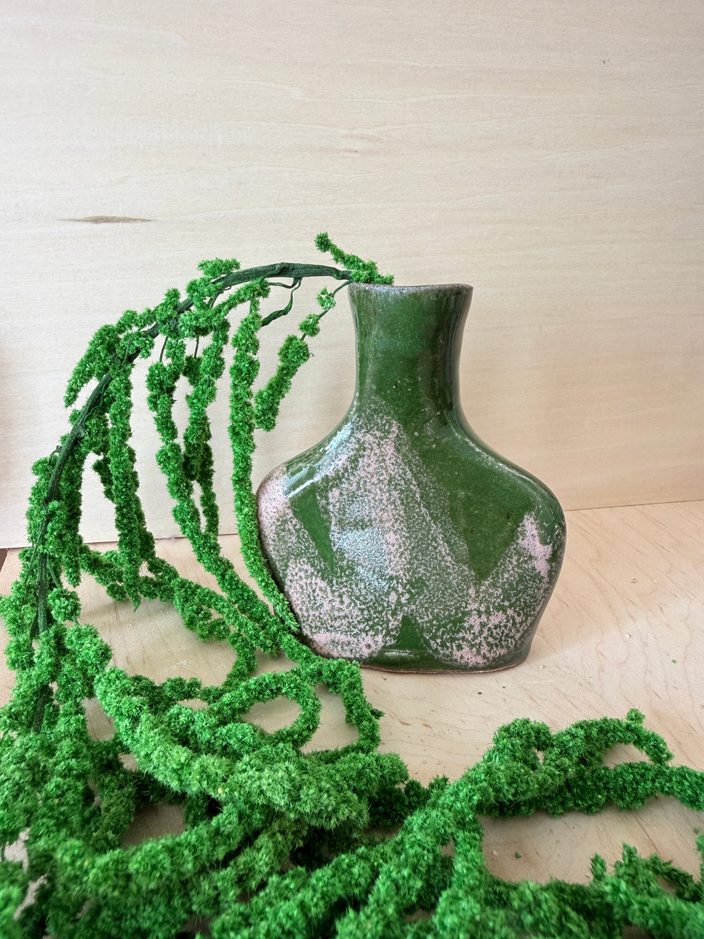 White & Pink / Green & Pink Ceramic Bud Vase — Handbuilt Stoneware