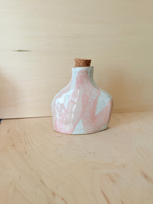White & Pink / Green & Pink Ceramic Bud Vase — Handbuilt Stoneware