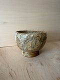 Rustic Ash Glaze Ceramic Pedestal Bowl — Handbuilt Stoneware