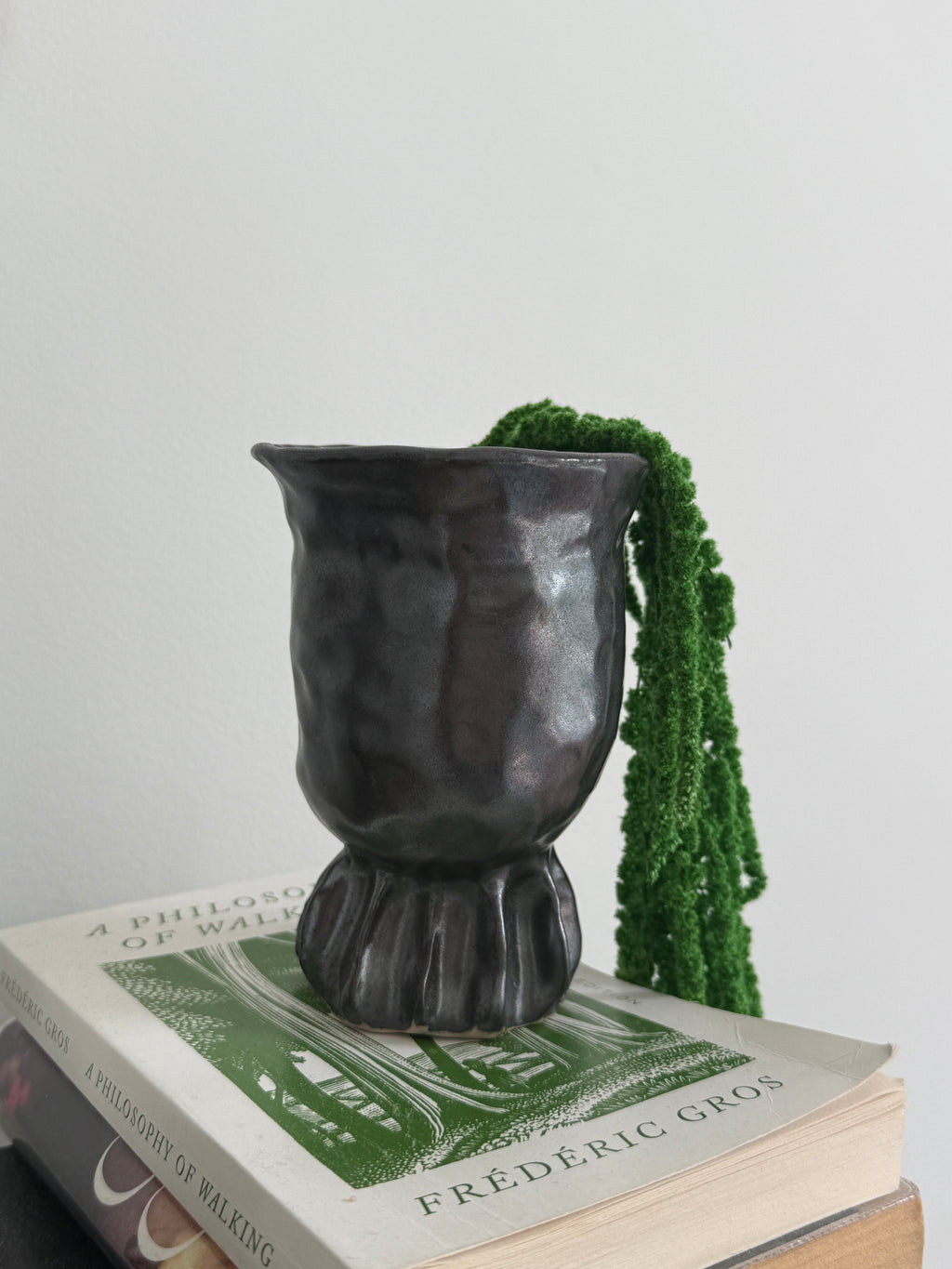 Metallic Ceramic Goblet — Handbuilt Stoneware with Sculpted Base