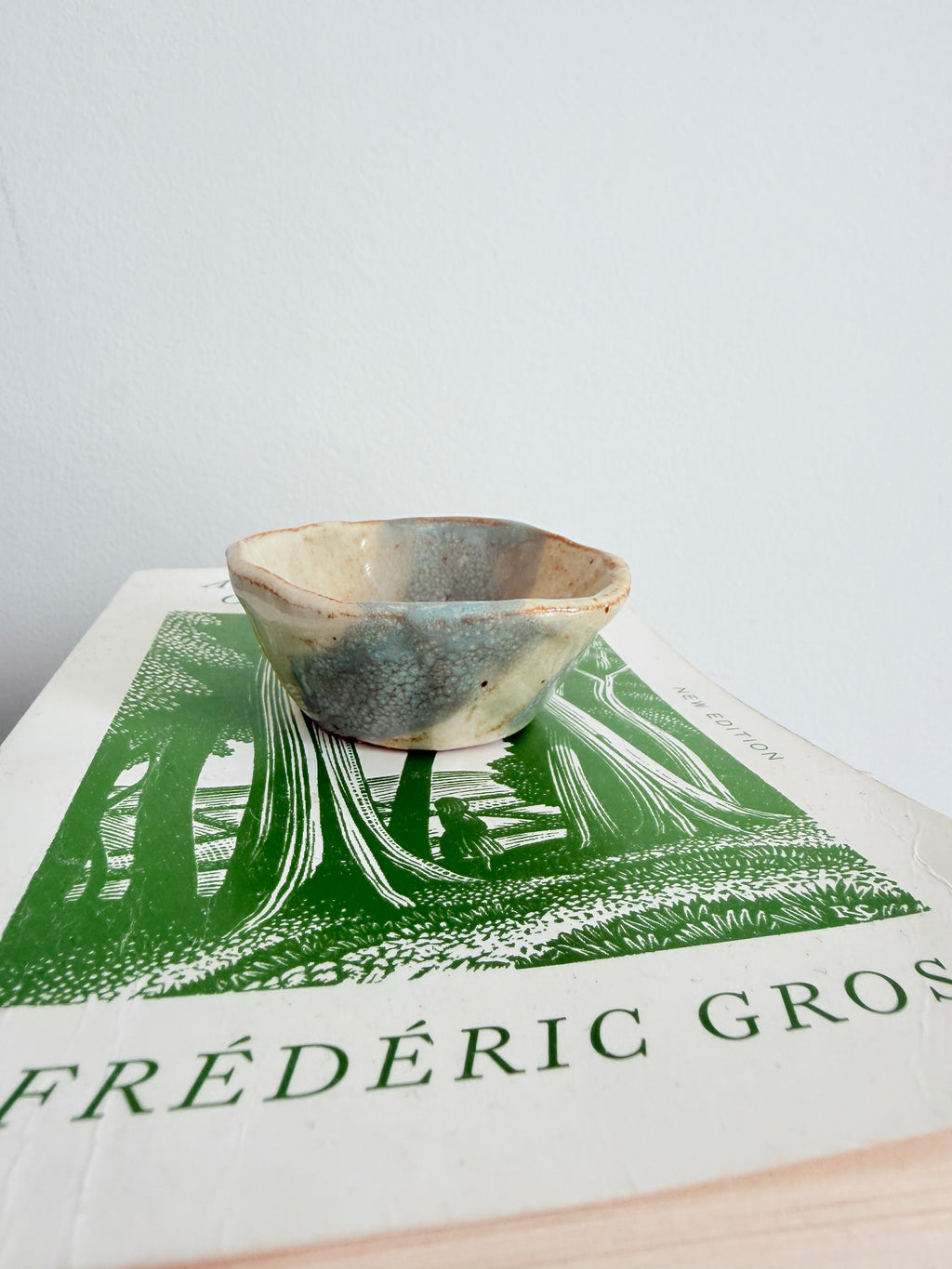 Blue & White Ceramic Trinket Dish — Handbuilt Stoneware Salt Cellar