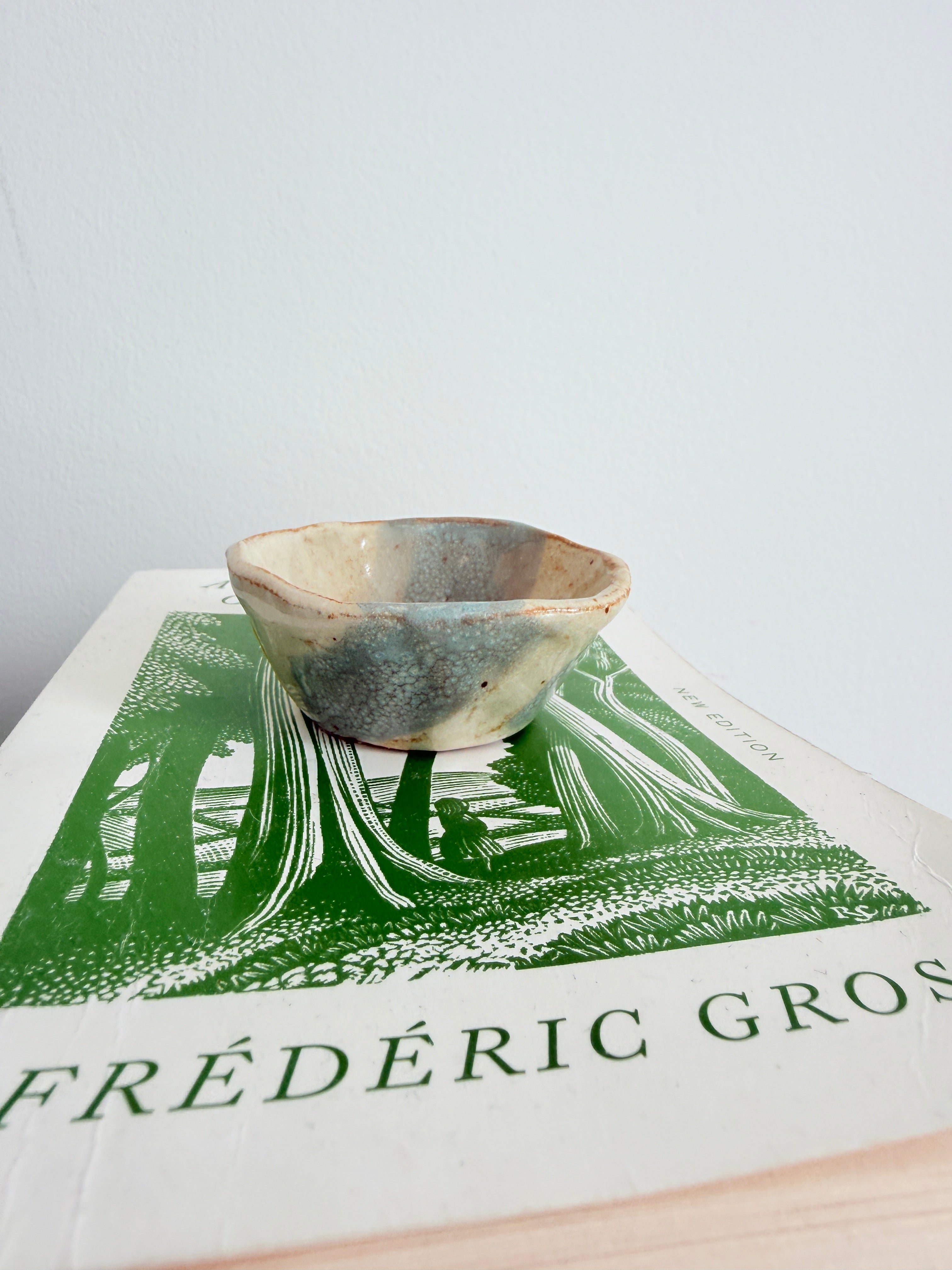 Blue & White Ceramic Trinket Dish — Handbuilt Stoneware Salt Cellar