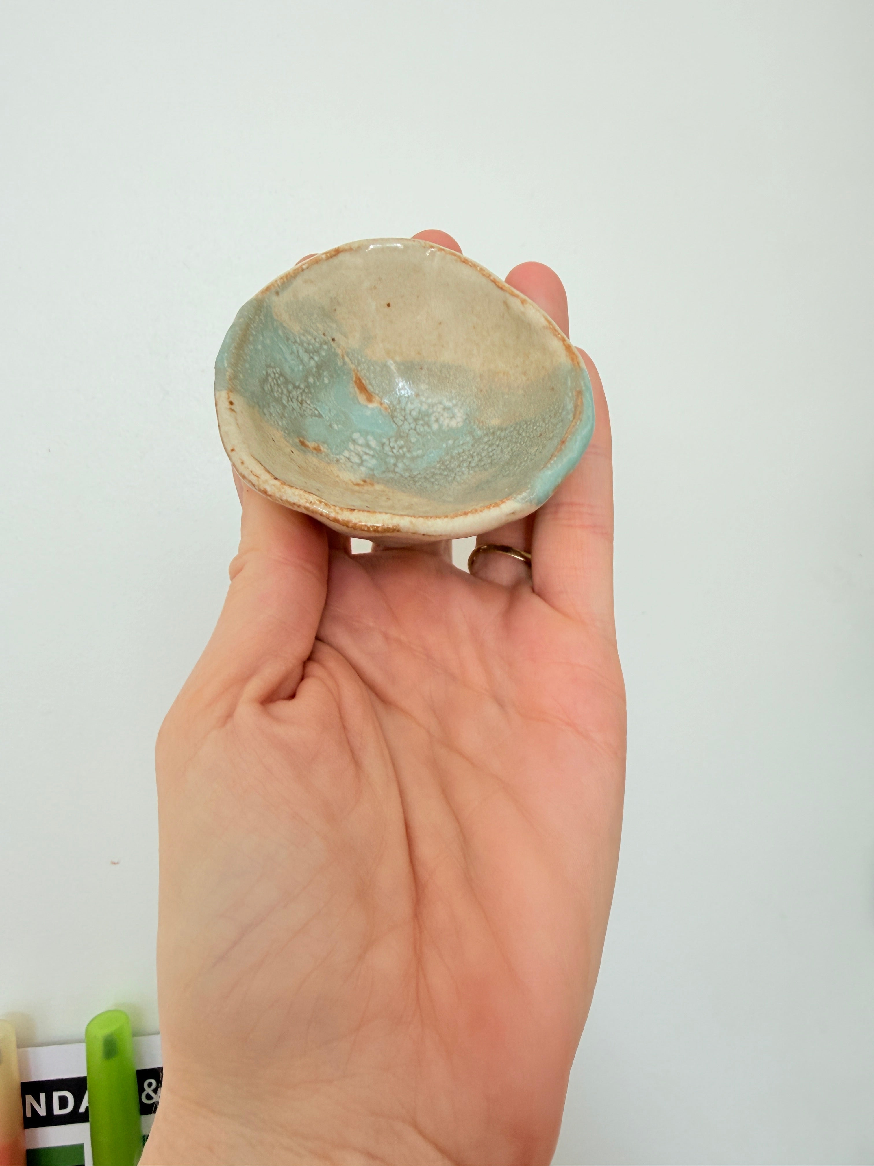 Blue & White Ceramic Trinket Dish — Handbuilt Stoneware Salt Cellar