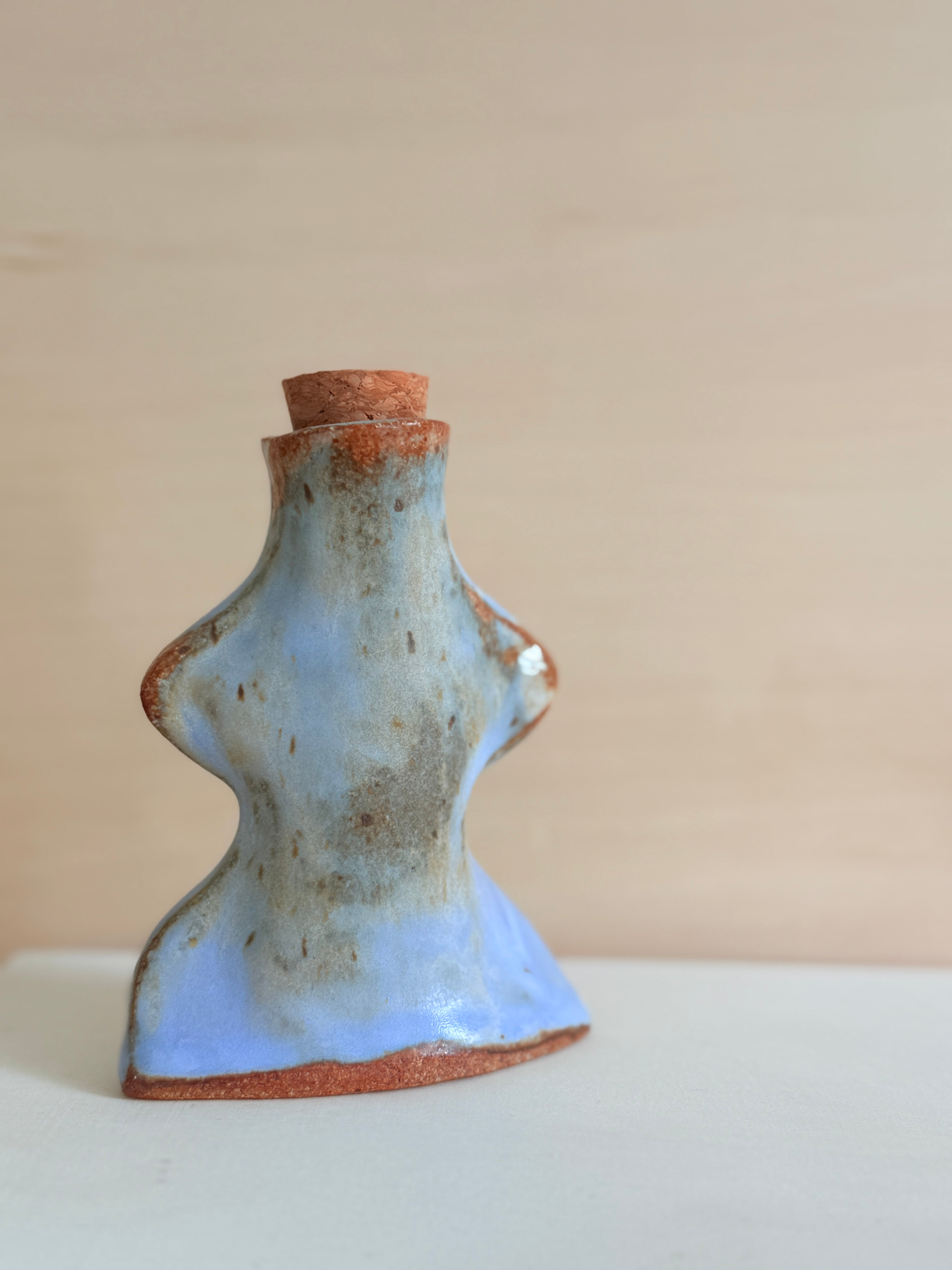 Wavy Body Ceramic Vessel — Handbuilt Stoneware, Lavender,Blue & Pink or Lime